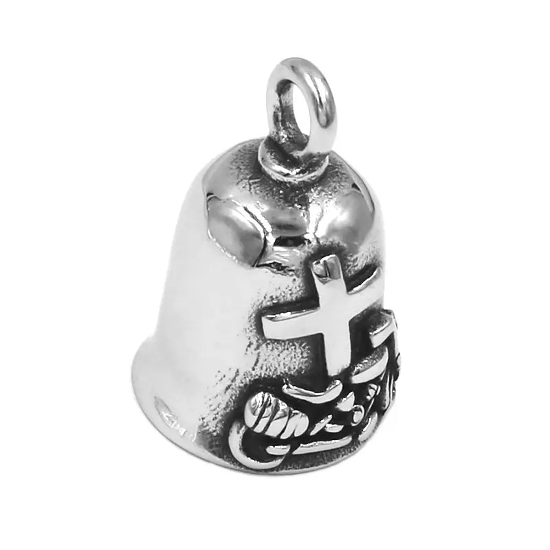 Middle Finger Skull Bell Pendant
