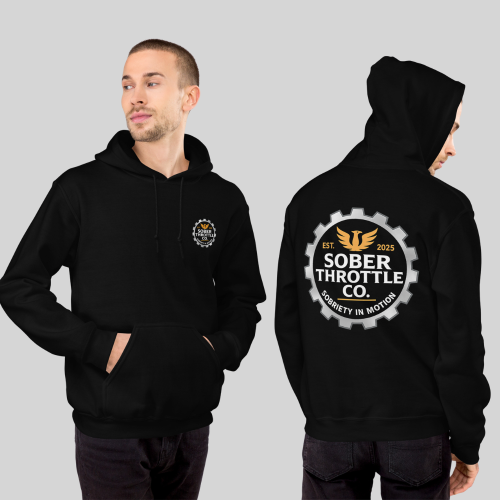 Sobriety in Motion Unisex Hoodie – Drop a Gear and Disappear | Victoria BC & Vancouver Island