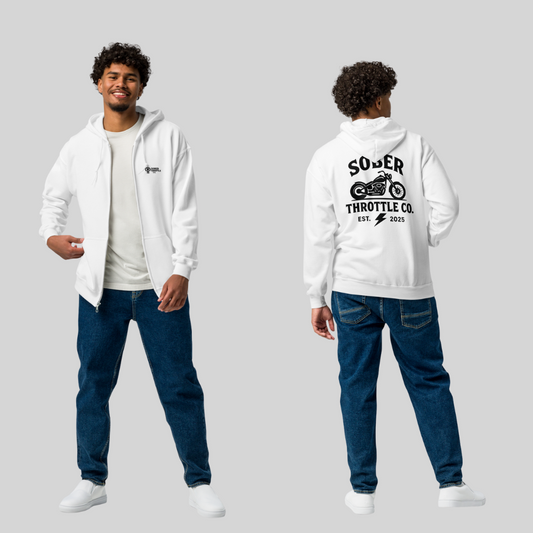 Sobriety in Motion Zip Hoodie – Premium Motorcycle Hoodie Victoria BC & Vancouver Island