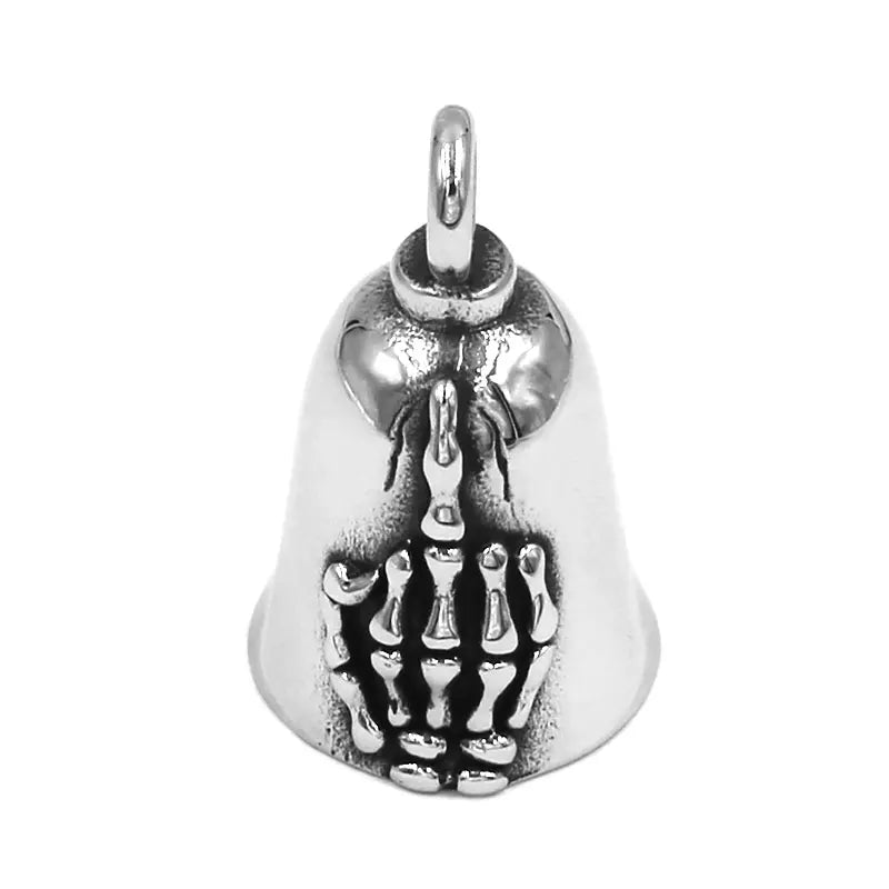 Middle Finger Skull Bell Pendant