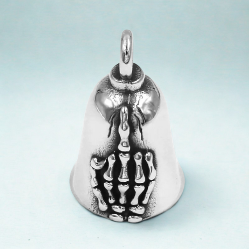 Middle Finger Skull Bell Pendant